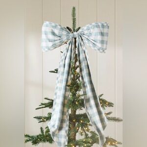 Anthropologie Gingham Bow Tree Topper 39”x26”